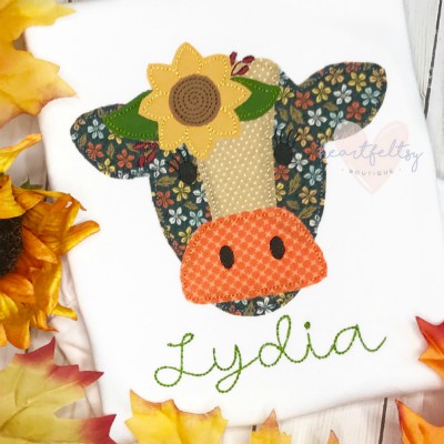 Sunflower cow applique